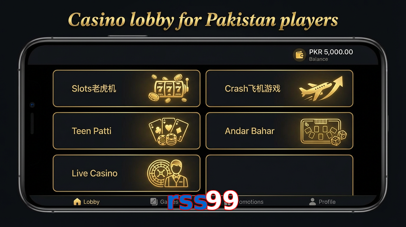 Lobby view of Rss99 for Pakistan users